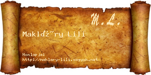Makláry Lili névjegykártya
